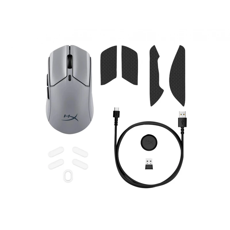 Gaming Mouse HyperX HYPERX Pulsefire Haste 2 Pro Wireless Gaming Mouse, Gray, Ultra-lightweight design, True 4kHz Wireless Polling Rate, 4 DPI presets, Dual wireless connectivity modes: BT + 2.4GHz, HyperX 26K Sensor, Included grip tape for secure, Per-LED RGB lighting,