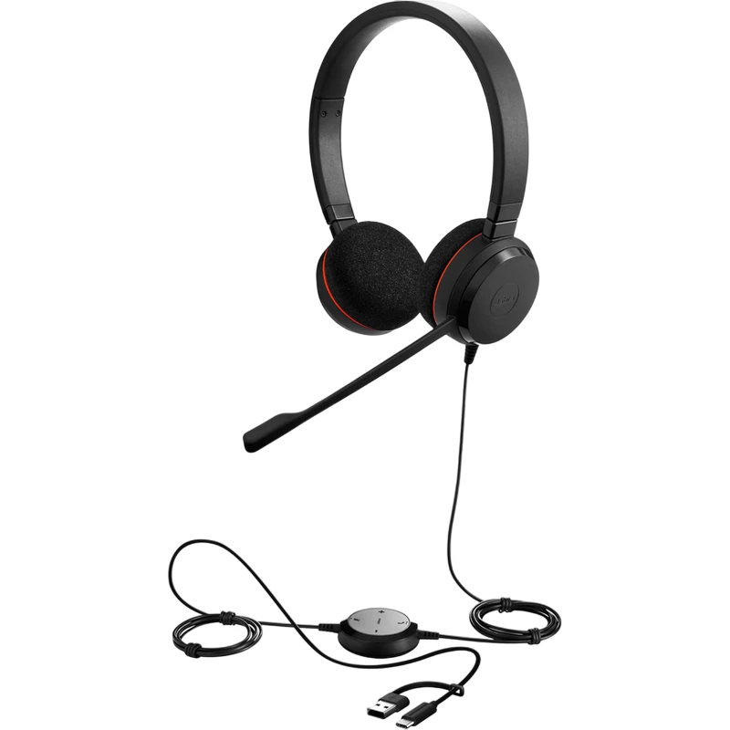 Беспроводные наушники Jabra Headset Jabra Evolve 20 SE, Stereo MS, USB C/A adapter, Leather, Black
