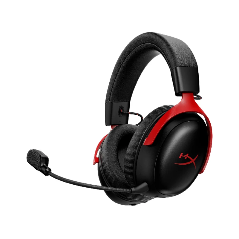NULL HyperX Gaming Wireless Headset HyperX Cloud III S, 53mm driver, 20-20k Hz, 64 Ohm, 112db, 346g, 120h, DTS,On-earcup control, Detachable Mic, 2.4Ghz,Black/Red A59Z0AA