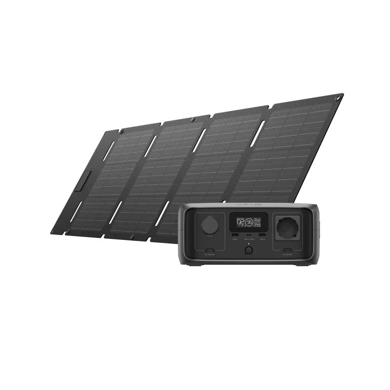 Power Station EcoFlow EcoFlow RIVER 3 UPS + 45W Portable Solar Panel (Type-C) BUNDLE, Capacity: 245Wh, AC Output: 300W total (X-Boost 600W), Number outlets 5 (1 AC outlet, 2 USB-A, USB-C, Car Outpu, UPS 