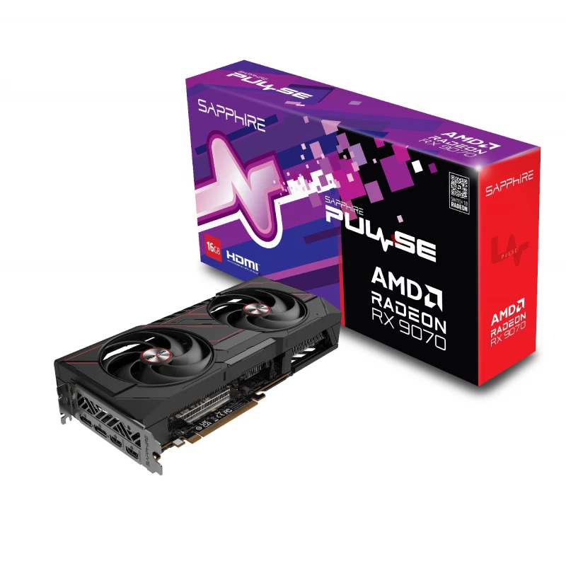 Placa video SAPPHIRE Sapphire PULSE Radeon™ RX 9070 16GB GDDR6 256Bit 2520/20000Mhz, 2xHDMI, 2xDP, Triple Fan, SP: 2584, AMD RDNA 4, 2.5-slot, 5nm GPU, PCIe5.0, TRI-X Cooling, Integrated Cooling Module, AeroCurve Fan Blade, High TG Cooper PCB, Two-Ball Bearing, Metal Bac