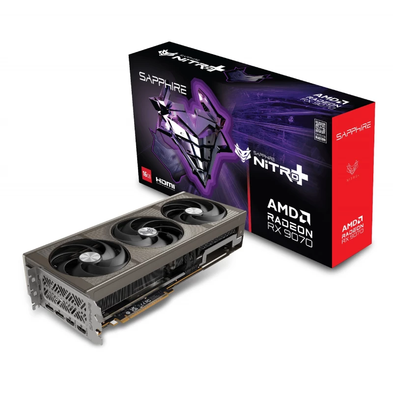Placa video SAPPHIRE Sapphire NITRO+ Radeon™ RX 9070 16GB GDDR6 256Bit 2700/20000Mhz, 2xHDMI, 2xDP, Triple Fan, SP: 2584, AMD RDNA 4, 3.2-slot, 5nm GPU, PCIe5.0, TRI-X Cooling, Integrated Cooling Module, AeroCurve Fan Blade, Quick Connect MagniPlate, High TG Cooper PCB,