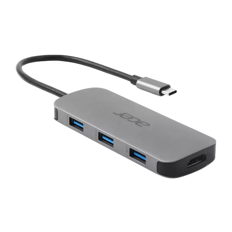 Док-станция ACER ACER Type-C Dongle 7-in-1 3 x USB-A 5 Gb/s, 1 x HDMI, 1 x SD, 1 x mSD, 1 x USB-C Power delivery: up to 100 W  (power adapter not included)