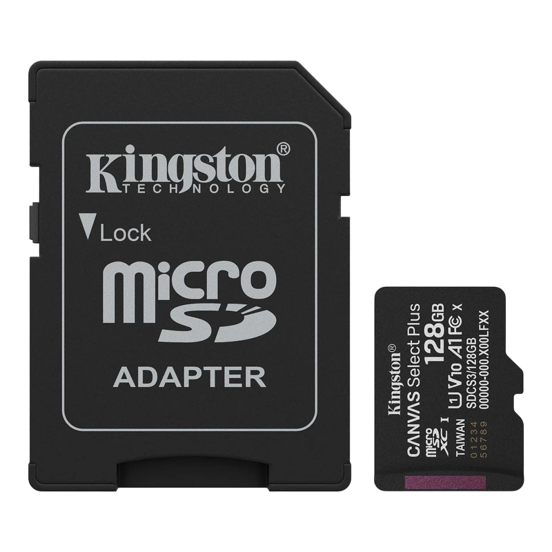 Card de memorie KINGSTON .128GB MicroSD (Class 10) UHS-I (U1) +SD adapter, Kingston Canvas  Select Plus Gen3 "SDCS3/128GB"  (R:150MB/s)