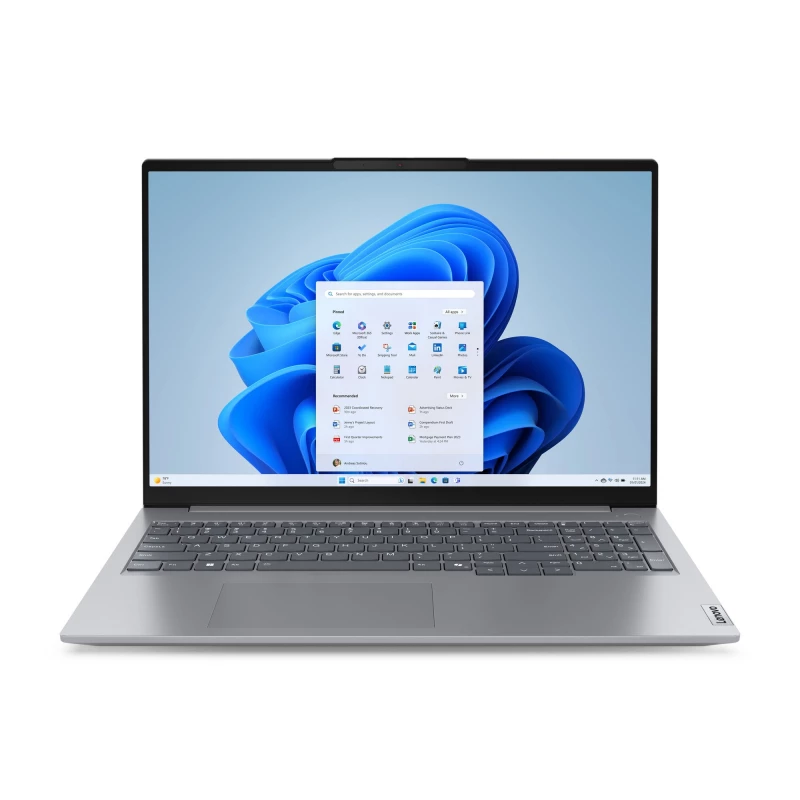 Laptop LENOVO Lenovo ThinkBook 16 G7 ARP Arctic Grey - 16” WUXGA IPS 300nits (AMD Ryzen 5 7535HS, 1x16GB DDR5-4800 (2 slots), 512GB SSD M.2 2242 NVMe (2xM.2 slots), Intel UHD Graphics, WiFi 6E+BT5.3, 1xTB4, LAN, HDMI, SD CR, FPR, FHD IR CAM, Backlit KB RU, 45Wh BT