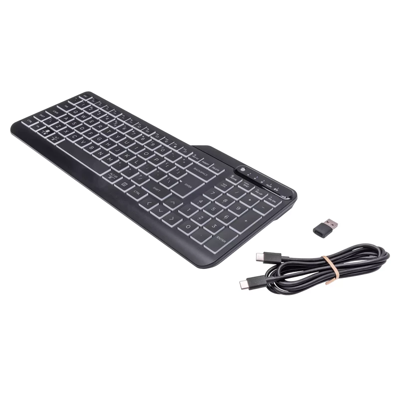 Клавиатура HP Keyboard HP 400 Backlit wired,  Full size; Spill resistant, 2-zone layout,  Low profile key, 12 prog.keys, 1,5m Cable, USB-A/USB-C, EN/RU, Black