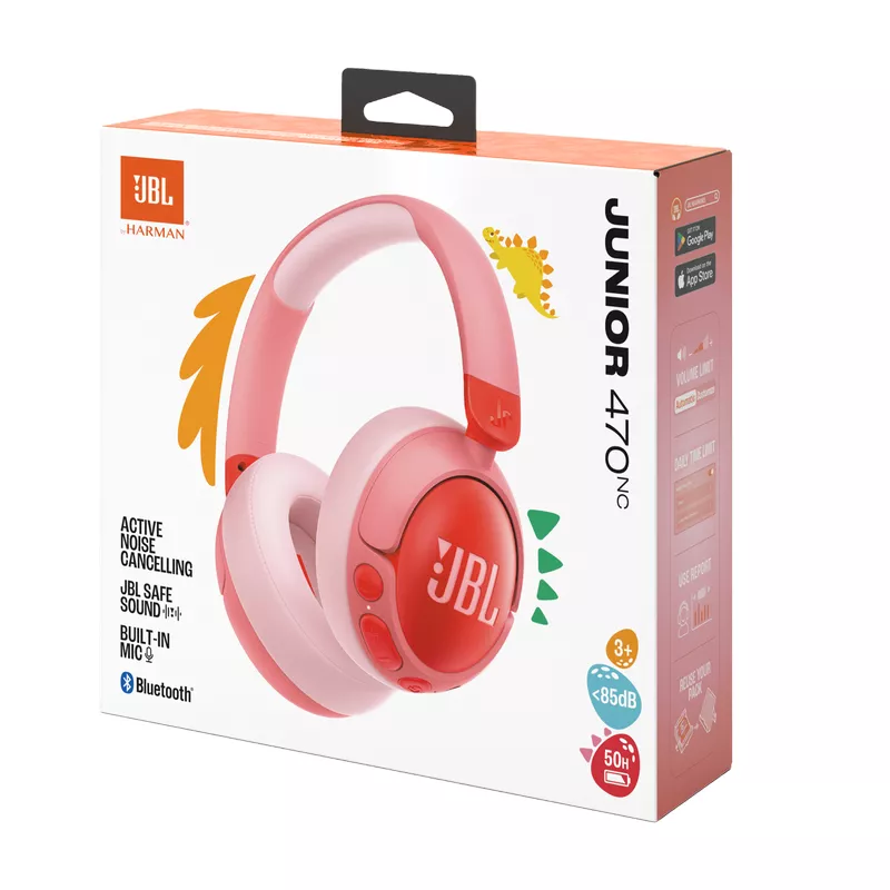 Casti cu fir si microfon JBL Headphones  Bluetooth JBL JR470NC, Kids On-ear, Pink