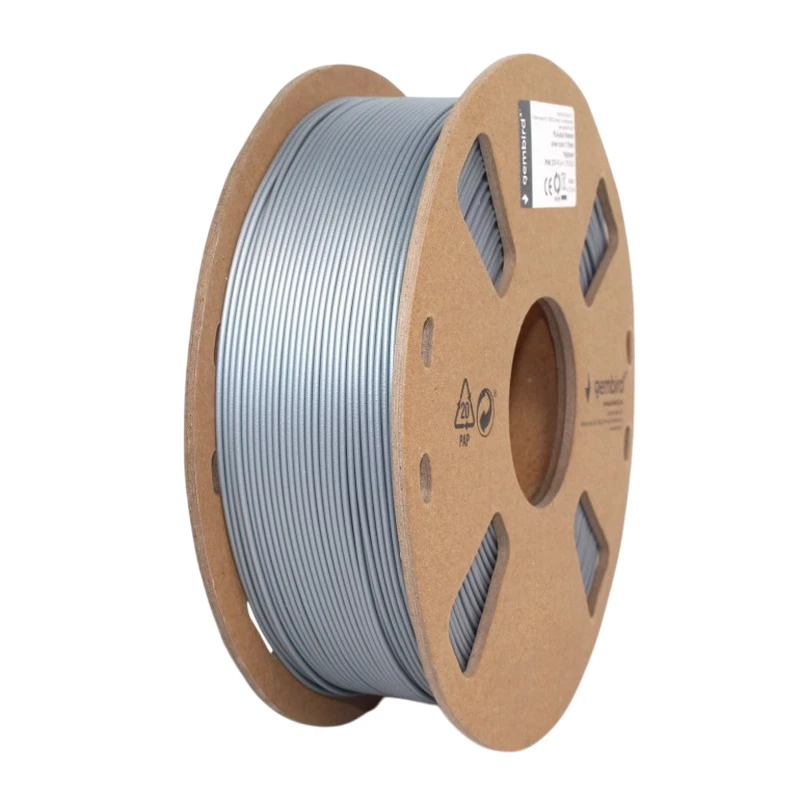 Filament GEMBIRD PLA+ 1.75 mm, Silver Filament, 1 kg, Gembird 3DP-PLA+1.75-02-S