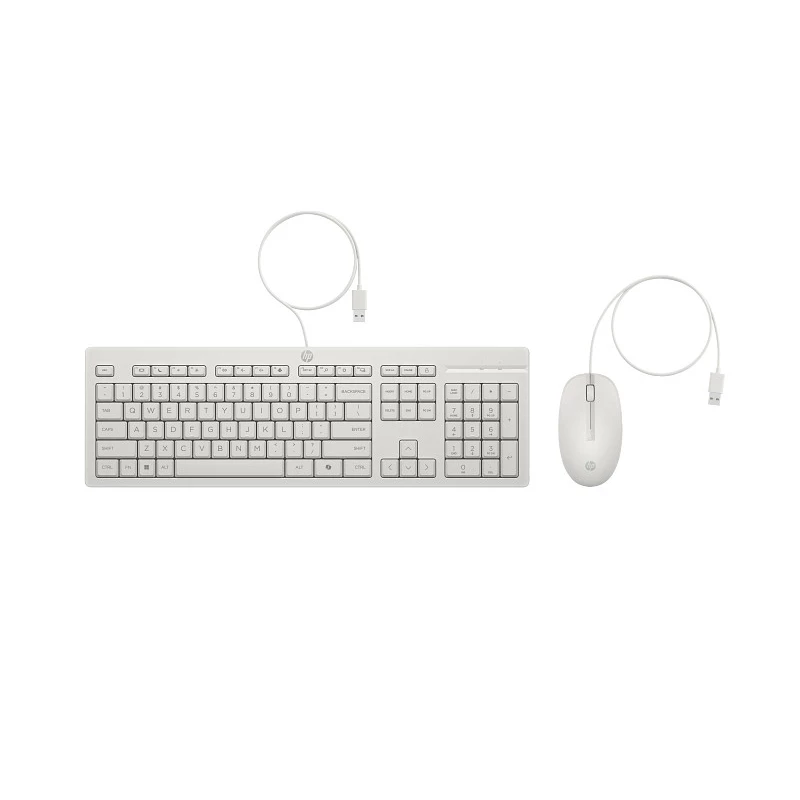 Комплект (клавиатура+мышь) HP HP 225 Wired Keyboard and Mouse Combo RU White