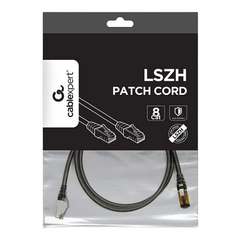 Patchcord Cablexpert Patch Cord Cat.8  1.5m, Black, PP8-LSZHCU-BK-1.5M, Cablexpert, Low Smoke Zero Halogen (LSZH)