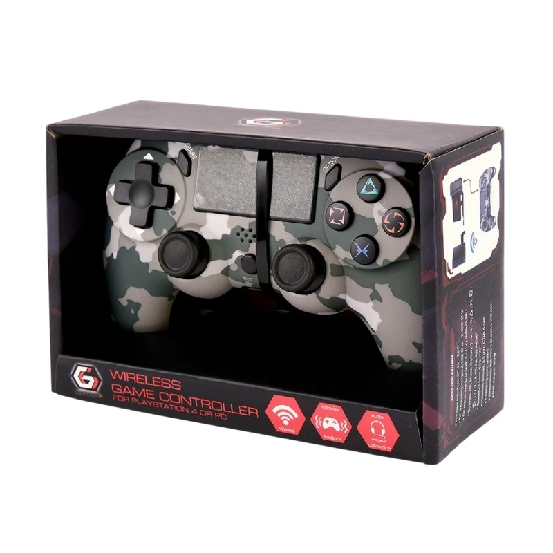 Gamepad GEMBIRD Wireless Gamepad Gembird JPD-PS4BT-01-C, for PS4+PC,2 analog joysticks, 4 action buttons, Dual vibration, 3.5mm, 600mAh, Charge: micro-USB, Camouflage