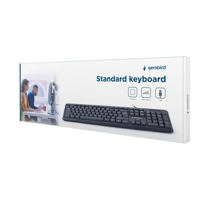 Клавиатура GEMBIRD Keyboard Gembird KB-U-103-UA, Full size, Silent, 1.8m, USB, EN/UA, Black