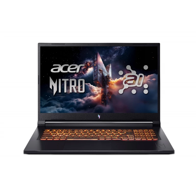 Laptop gaming ACER ACER Nitro V 17 AI ANV17-41 Obsidian Black 17.3” IPS FHD 144Hz (AMD Ryzen 7 260 AI 8xCore 3.8-5.1GHz, 16GB DDR5 RAM (1slot free), 1TB PCIe NVMe SSD, NVIDIA GeForce RTX 5060 8GB GDDR7, WiFi6E-AX/BT 5.3, RJ-45, 76Wh, HD webcam, Backlit keyboard, EN/RU/