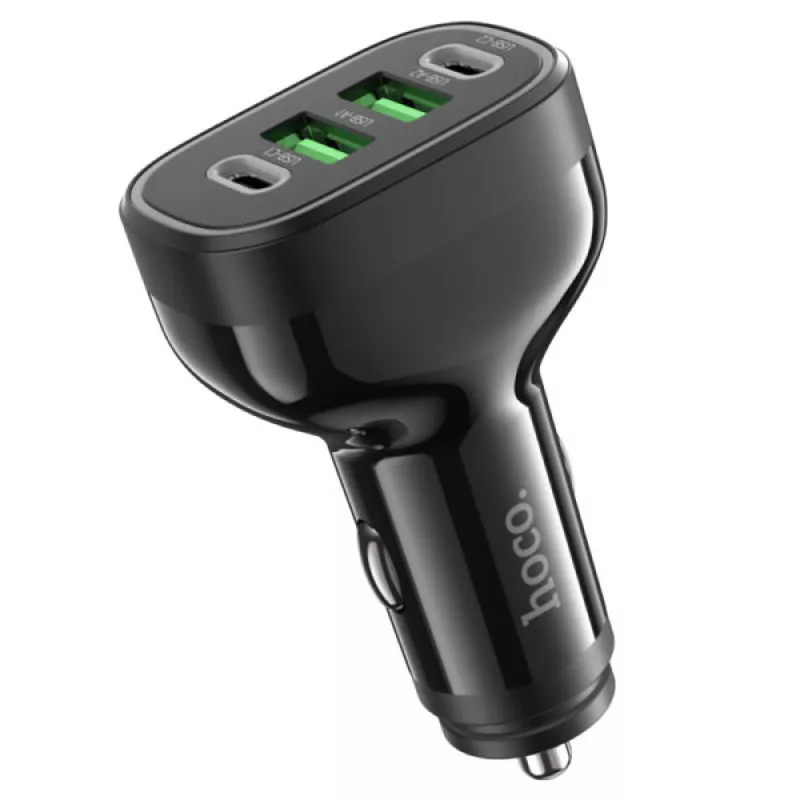 Зарядное устройство Hoco USB Car Charger - HOCO ”NZ11 Guide”, 2 x USB + 2 USB-C, Total output: 72W, up to PD36W / QC3.0, USB-A 1/2: up to 18W, USB-C 1/2: up to 36W, Black