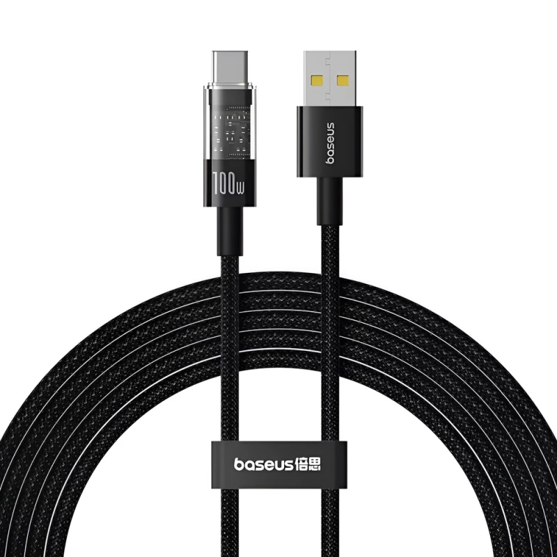 Cablu Baseus Baseus Cable Gem Fast-Charging USB-A to Type-C 100W 2m Cluster, Black
