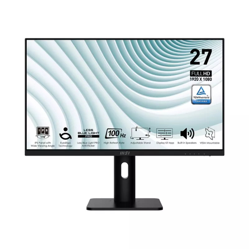 Monitor MSI 27.0” MSI IPS LED PRO MP273AP Black (1ms, 1000:1, 300cd, 1920x1080, 178°/178°, VGA, HDMI, DisplayPort, Adaptive FreeSync, Refresh Rate 100Hz, Audio Line-in, Speakers 2 x 3W, Height Adjustment, VESA)