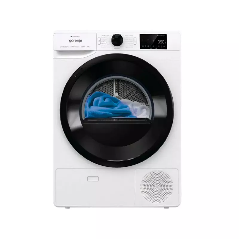 Masina de uscat rufe GORENJE Dryer Gorenje DPNE92GNLWIFI Incarcare maxima la uscare 9 kg Clasa de uscare B Sistem de uscare Condensare cu pompa de caldura Clasa de eficien?a energetica A++ Blocare pentru copii Da Start Intarziat Da Inaltime 85 cm Latime 60 cm Adancime 62,5 cm