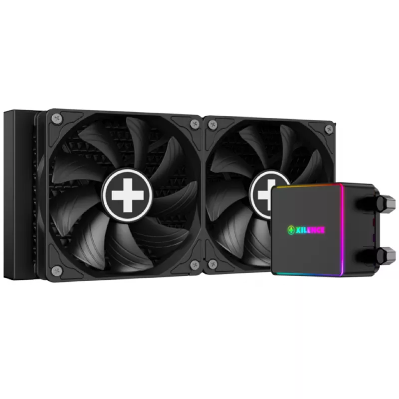 AIO Liquid cooling xilence XILENCE Liquid Cooler (XC982) "LiQuRizer 240 PRO" Performance A+ Socket 1700/2066/2011/1151/1150/1155/1156/1200 & AM5/AM4, up to 300W, 2x FDB Black Wing Fans:120x120x25mm, PWM fans: 500-1500rpm, 22.0-24.0 dBA, 63.41CFM, Pump head with ARGB lighting,