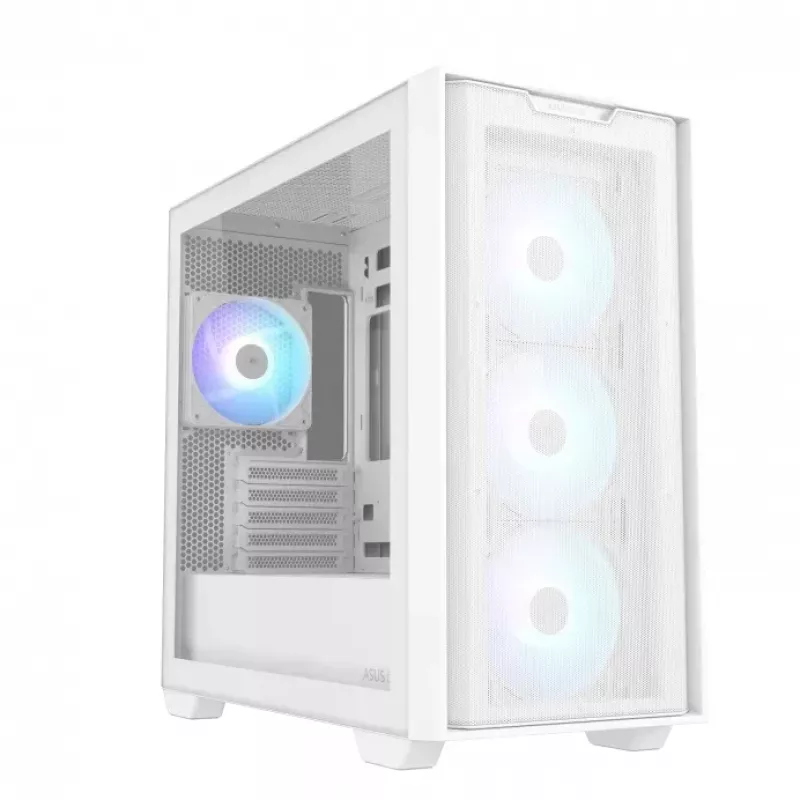 Корпус без БП ASUS Case Micro ATX ASUS A21 PLUS TG ARGB White no PSU, Tempered Glass Side, 4 x ARGB Fans 120mm, 2 x USB 3.2 Gen1, Audio-out&Mic, BTF motherboard compatible  (carcasa/корпус)