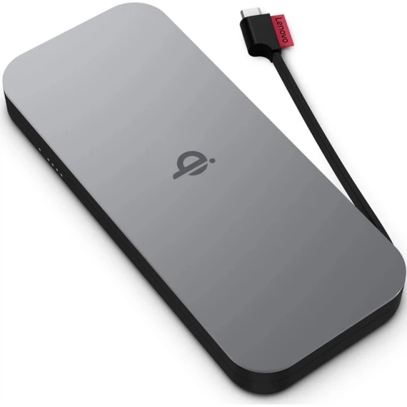 Портативное зарядное устройство LENOVO Lenovo Go USB-C Mobile Power Bank (10000mAh + Qi Wireless up to 15W), 2x USB-C Charging Ports, Input 27 W (9V/3A), Thunder Black, 258g.