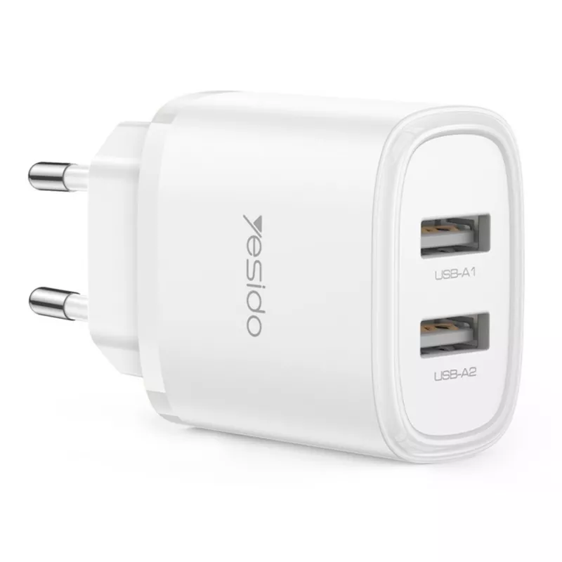 Зарядное устройство Yesido Yesido Wall Charger 2*USB-A 24W Max YC72, White YC72WH YC72WH