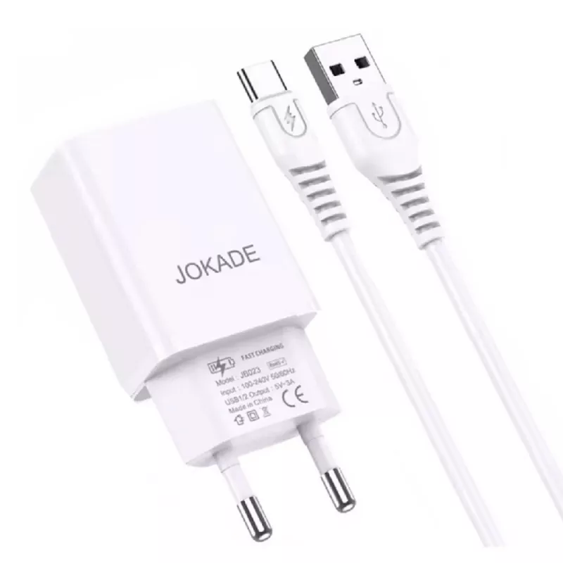 Incarcator Jokade Jokade Charger Liangzi Series 2*USB-A with Cable USB-A to Type-C 1m, White