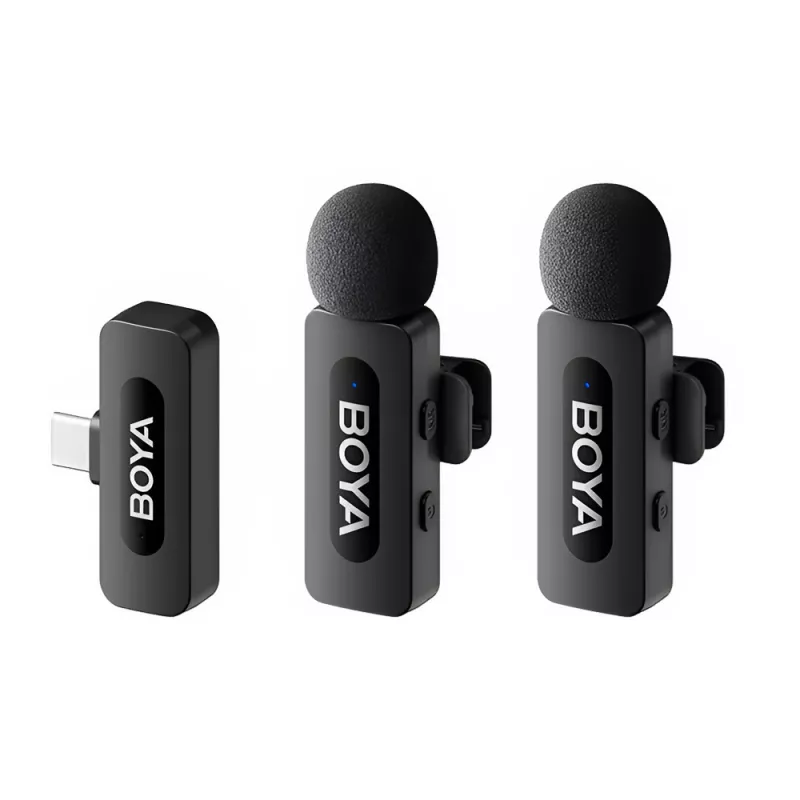 Microfon Wireless Boya Boya Ultracompact 2.4GHz Dual-Channel Wireless Microphone System (BY-V20 V2), Type-C Jack, Black