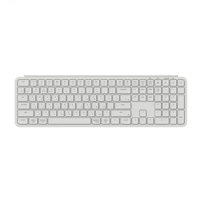 Клавиатура Keychron Keychron B6 Pro Ultra-Slim Wireless Keyboard Russian Layout (B6P-K8-RU), Ivory White, Full size layout, 2.4 GHz & Bluetooth Connection, USB Type-C (tastatura/клавиатура)