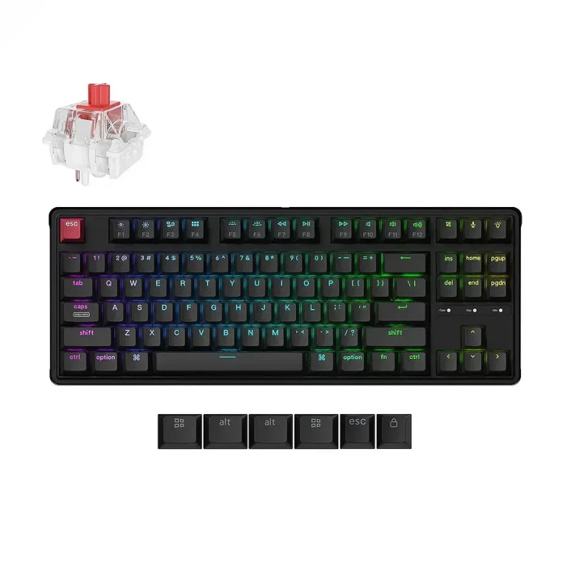 Keyboard Keychron Keychron C3 Pro 8K QMK Wired Mechanical Keyboard (C3PX-H1), Black, 80% TKL layout, RGB Backlight, 8000 Hz polling rate, PBT Cherry Shine-through, Keychron Super Switch Mechanical Red Switch, Hot-Swap, USB Type-C, gamer (tastatura/клавиатура)