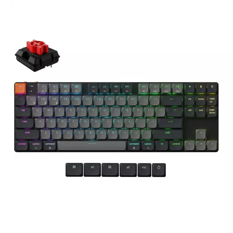 Keyboard Keychron Keychron K1 Version6 QMK Wireless Custom Mechanical Keyboard (K1X-H1), Ultra-slim, 80% TKL layout, RGB Backlight, Shine-Through Keycaps, Keychron Low-Profile Mechanical Red Switch, Hot-Swap, Bluetooth, USB Type-C, gamer (tastatura/клавиатура)