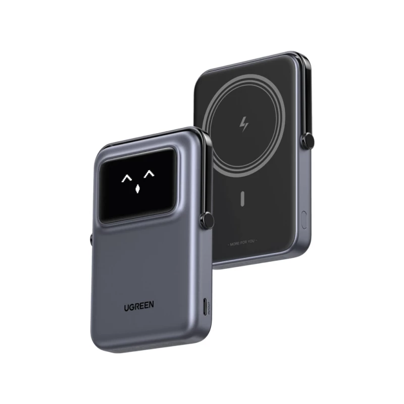 Baterie externa universala Xiaomi UGREEN Power Bank Uno Series Magnetic Wireless with Kickstand 10000mAh, 7.5/20W, Space Gray 45327