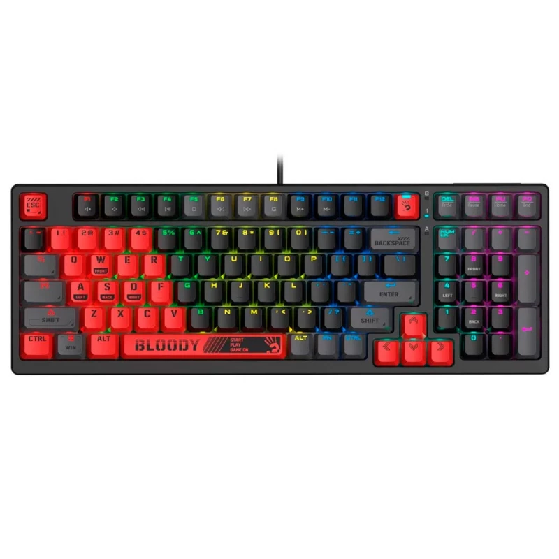 Gaming keyboard Bloody Gaming Keyboard Bloody S98 Sports, Mechanical, BLMS Switch Red, Double-Shot Keycaps, USB, Black/Red