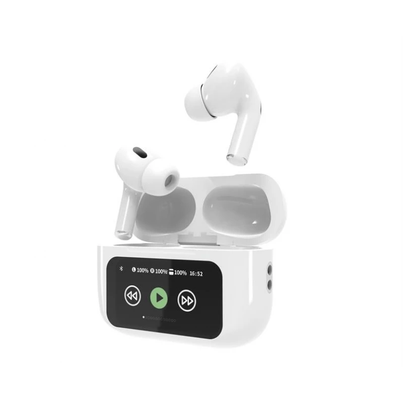 Casti fara fir GEMBIRD Gembird Bluetooth TWS in-ears with LCD display and Active Noise Cancelling, up to 2 hours of listening time (ANC enabled), LED status indicator, White