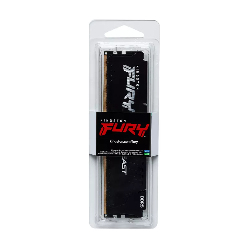 Модуль памяти KINGSTON .16GB DDR5-6800MHz  Kingston FURY Beast (KF568C34BBE-16), CL34-45-45, 1.4V, AMD EXPO 1.1/Intel XMP 3.0, Black