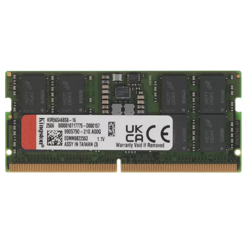 RAM KINGSTON 16GB DDR5-5600MHz SODIMM Kingston  ValueRAM (KVR56S46BS8-16), CL46, 1.1V, Intel XMP 3.0, Black