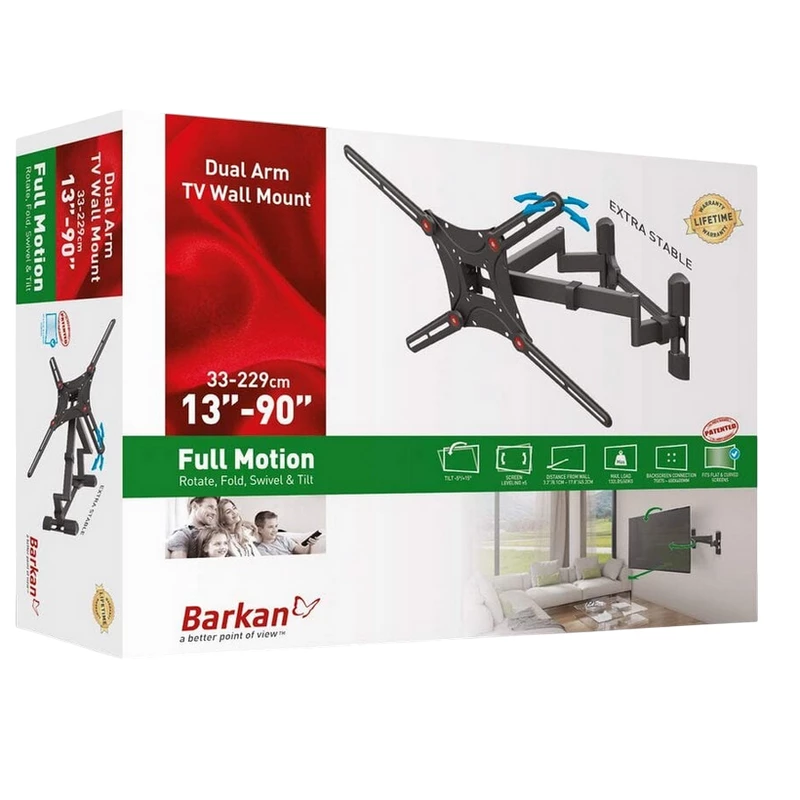 Suport perete BARKAN Wall Mount Barkan ''BM464'' Black 13"-90" Full Motion, max.60kg, VESA mm: up to 600x400mm