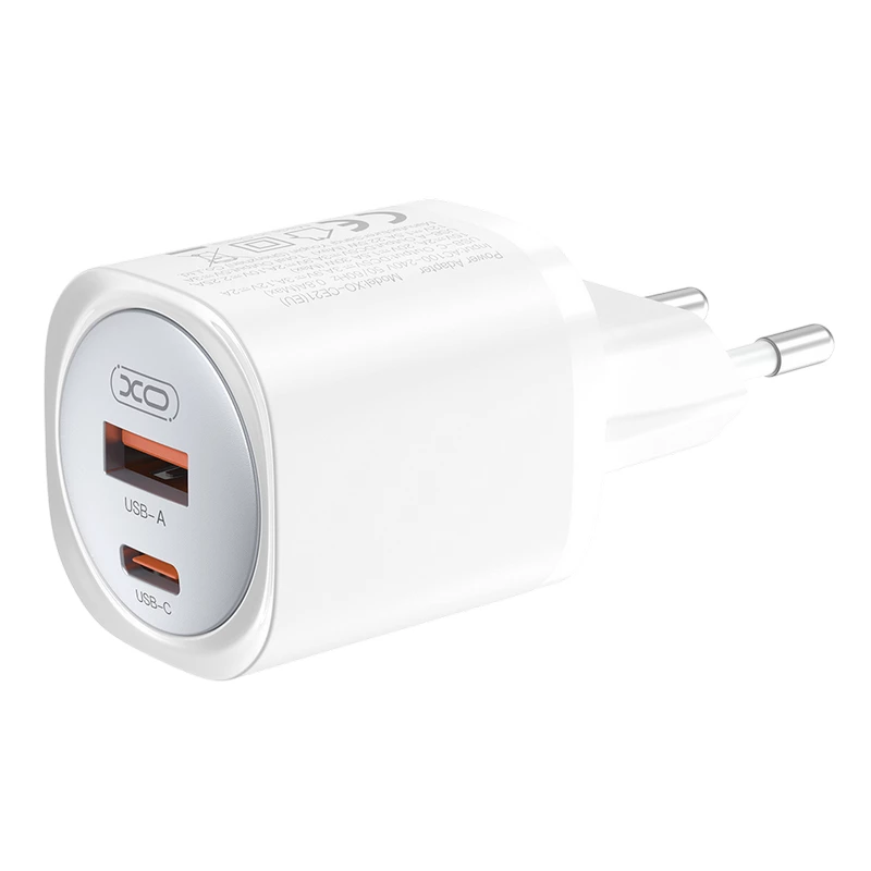 Зарядное устройство XO Wall Charger XO, 1x USB-C 1x USB white 30W + cable USB-C - USB-C, CE30, White