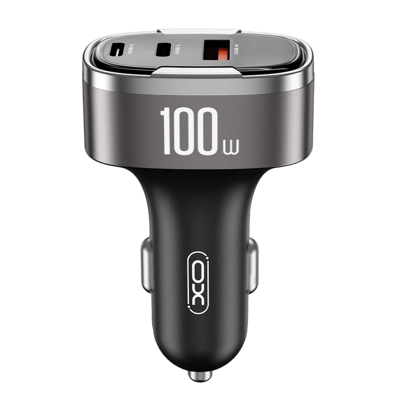 Aвтомобильное зарядное устройство XO Car Charger XO CC61 100W Lightning output intelligent car charger, Black