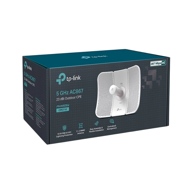 Точка доступа TP-LINK Wi-Fi AC Outdoor Access Point TP-LINK "CPE710", 867Mbps, 23dBi, 2x2 MIMO, Centralized Management, PoE