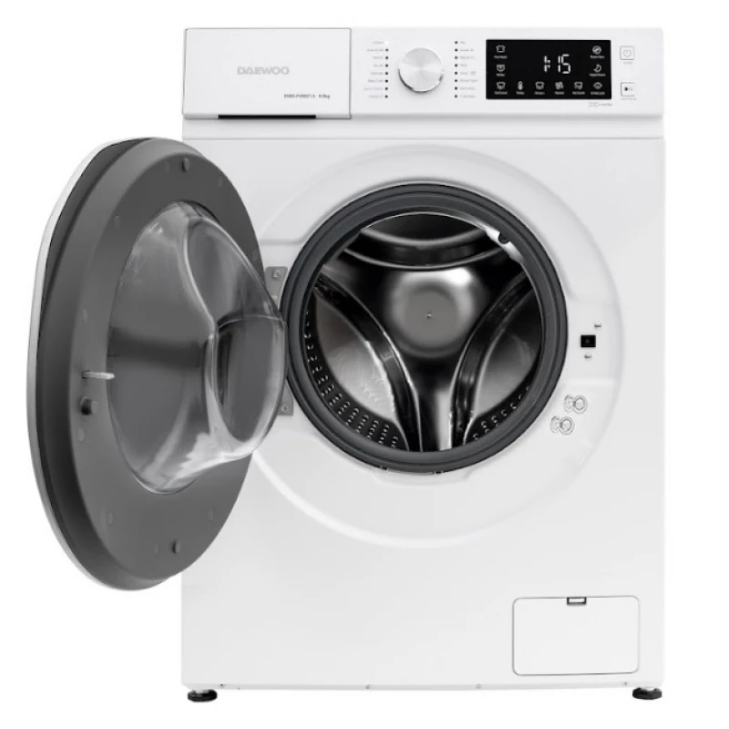 Стиральная машина DAEWOO Masina de spalat rufe Daewoo DWD-FV9021-5,  9 kg / 1400rpm, 60cm, clasa A, motor inverter, Display, usa dubla neagra, 16 program, Alb