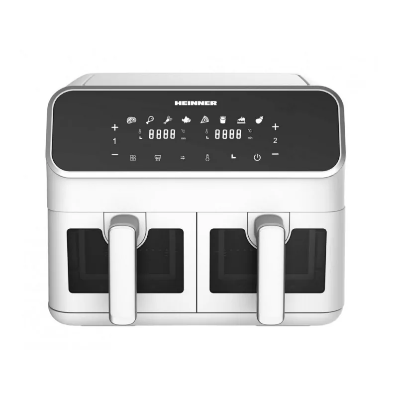 Cuptor cu convectie, fryer Heinner Аэрогрили Heinner HAF-H8DB17WH 1700 Вт | 8 л | Двоиная  ( 4 л +  4 л) | Дисплей | Сенсорное управление | Окна наблюдения Белый