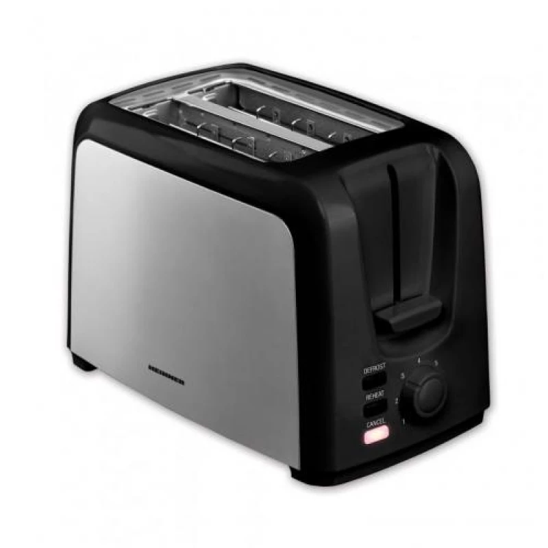 Тостер Heinner Тостер Heinner HTP-700BKSS 750 Вт | функции разморозки | подогрев | отмена | 7 уровней поджаривания, функция самоцентрирования | ручка, не нагревающаяся Нерж.