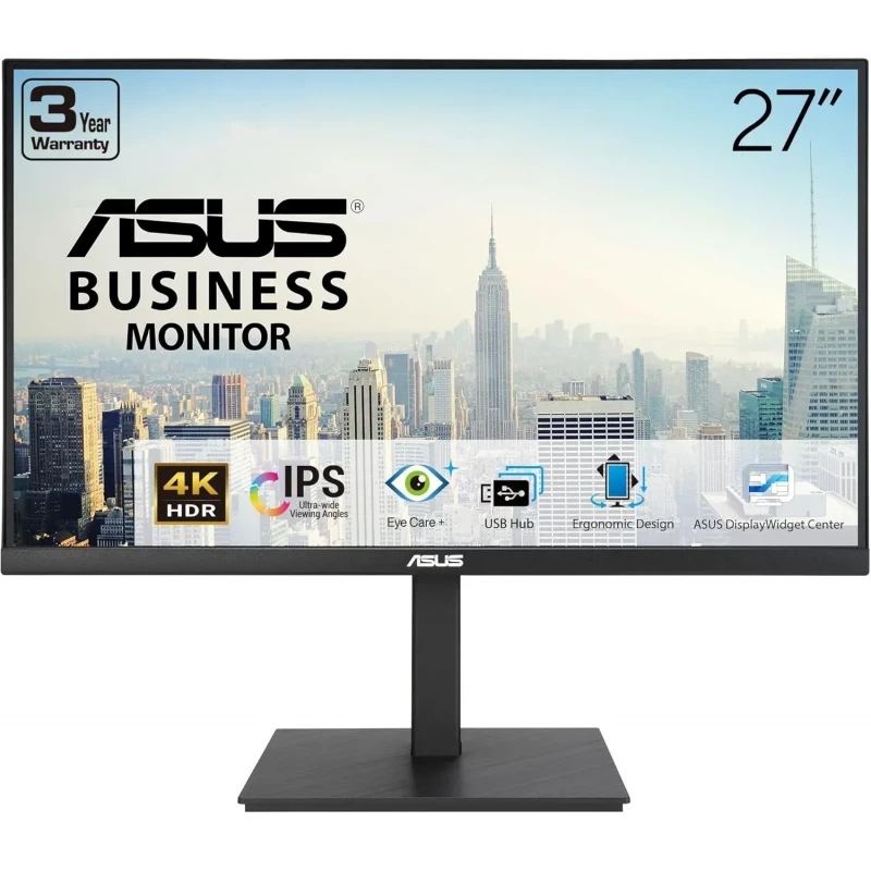 Игровой монитор ASUS 27" ASUS VA27UQSB 4K IPS Ultra-slim Business Monitor WIDE 16:9, 0.155, 5ms, Contrast 1000:1, H:30-160kHz, V:40-60Hz, Pivot, 4K UHD 3840x2160, Speakers 2x2W, USB Hub, Display Port 1.4/2xHDMI 2.1 (monitor/монитор)