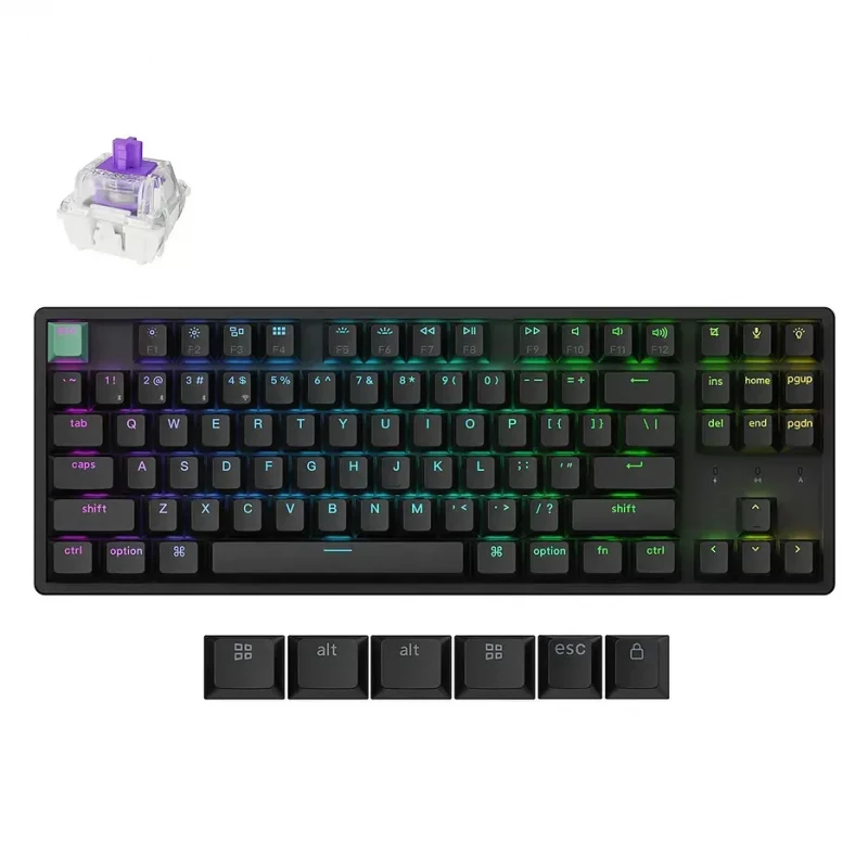 Keyboard Keychron Keychron K8 HE QMK Wireless Magnetic Switch Custom Keyboard (K8H-J1), Aluminum Frame, 80% TKL layout, RGB Backlight, Gateron Double-Rail Magnetic Nebula Switch, Hot-Swap, 2.4GHz&Bluetooth, USB Type-C, gamer (tastatura/клавиатура)