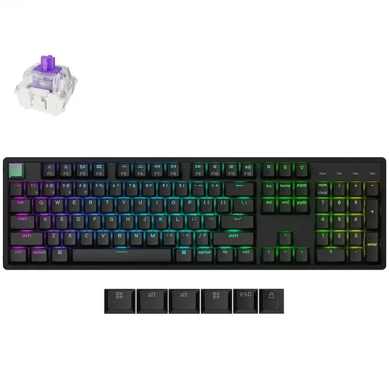 Клавиатура Keychron Keychron K10 HE QMK Wireless Magnetic Switch Custom Keyboard (K10H-J1), Aluminum Frame, Full Size layout, RGB Backlight, Gateron Double-Rail Magnetic Nebula Switch, Hot-Swap, 2.4GHz&Bluetooth, USB Type-C, gamer (tastatura/клавиатура)