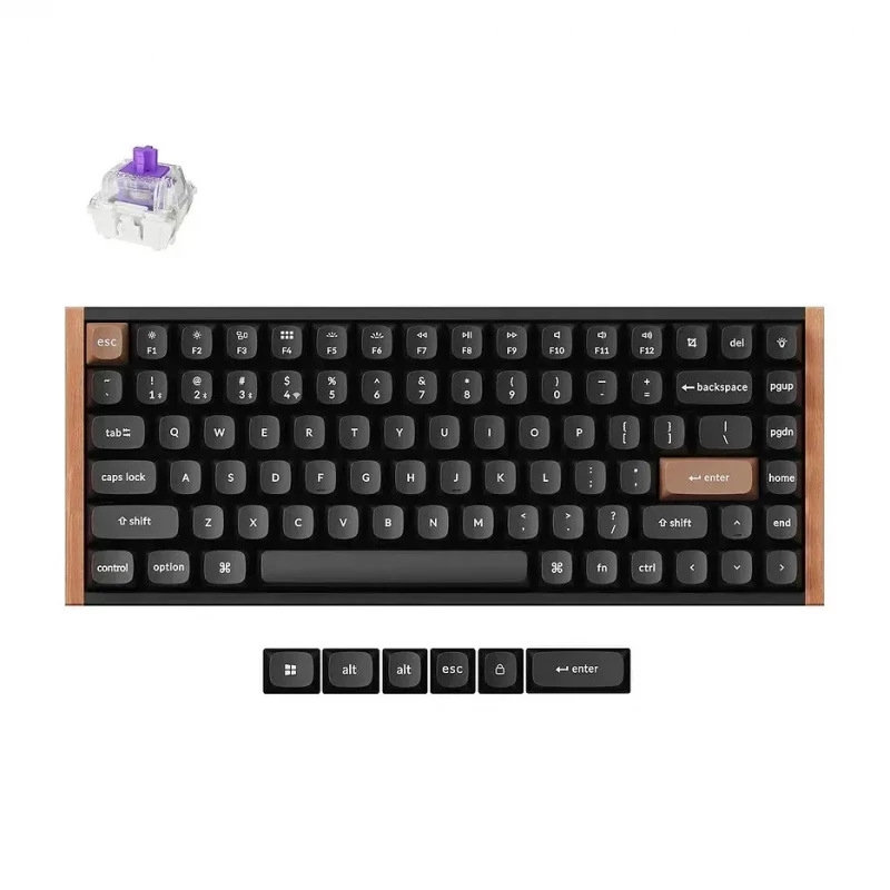Клавиатура Keychron Keychron K2 HE QMK Wireless Magnetic Switch Custom Keyboard Russian Layout (K2H-F1-RU), SE Aluminum+Wood Frame, 75% layout, RGB Backlight, Gateron Double-Rail Magnetic Nebula Switch, Hot-Swap, 2.4GHz&Bluetooth, USB Type-C, gamer (tastatura/клавиатура