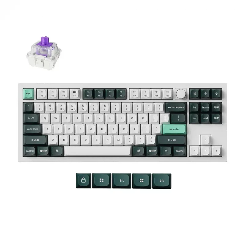 Gaming keyboard Keychron Keychron Q3 HE QMK Wireless Custom Full-Metal Mechanical Keyboard (Q3H-P1), Shell White, 80% TKL layout, Knob, RGB Backlight, Gateron Double-Rail Magnetic Nebula Switch, Hot-Swap, 2.4GHz&Bluetooth, USB Type-C, gamer (tastatura/клавиатура)