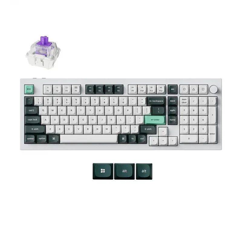 Gaming keyboard Keychron Keychron Q5 HE QMK Wireless Custom Full-Metal Mechanical Keyboard (Q5H-P1), Shell White, 96% layout, Knob, RGB Backlight, Gateron Double-Rail Magnetic Nebula Switch, Hot-Swap, 2.4GHz&Bluetooth, USB Type-C, gamer (tastatura/клавиатура)