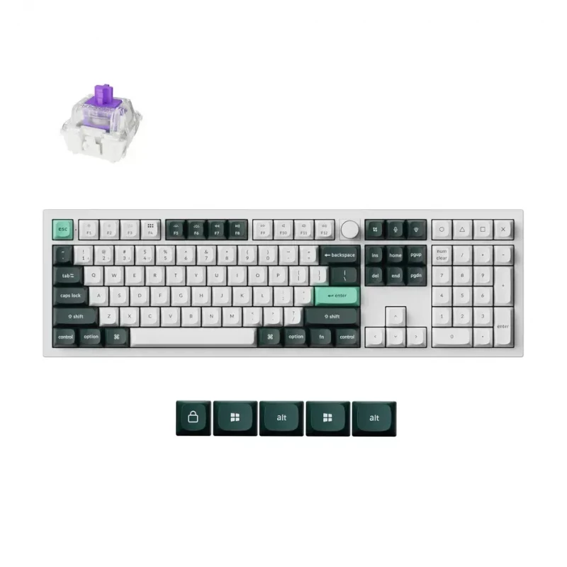 Gaming keyboard Keychron Keychron Q6 HE QMK Wireless Custom Full-Metal Mechanical Keyboard (Q6H-P1), Shell White, Full Size layout, Knob, RGB Backlight, Gateron Double-Rail Magnetic Nebula Switch, Hot-Swap, 2.4GHz&Bluetooth, USB Type-C, gamer (tastatura/клавиатура)