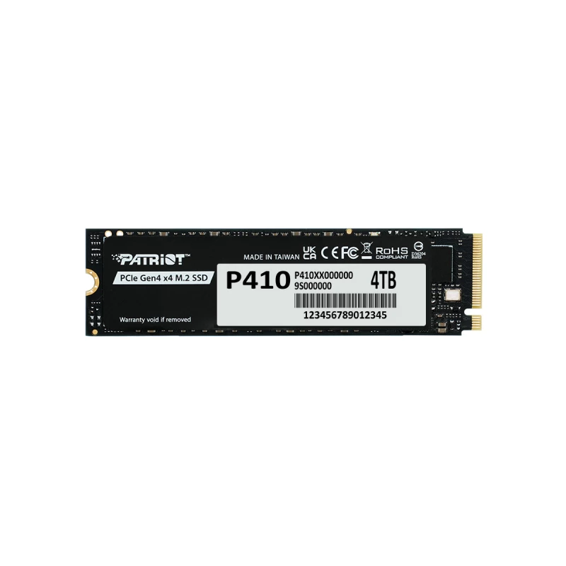 SSD PATRIOT M.2 NVMe SSD 1.0TB Patriot P410, w/Graphene Heatshield, Interface: PCIe4.0 x4 / NVMe 1.4, M2 Type 2280 form factor, Sequential Read 5000 MB/s, Sequential Write 4500 MB/s, Random Read 620K IOPS, Random Write 550K IOPS, Thermal Throttling Technology, S